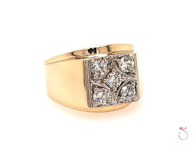 Men's Five Diamond Ring in 14K And Platinum