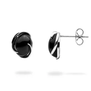 Midnight Wave Black Coral Earrings in White Gold - 9mm