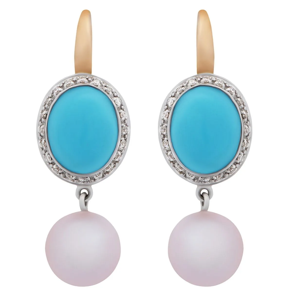 Mimi Milano Turquoise Pearl Diamond Earrings
