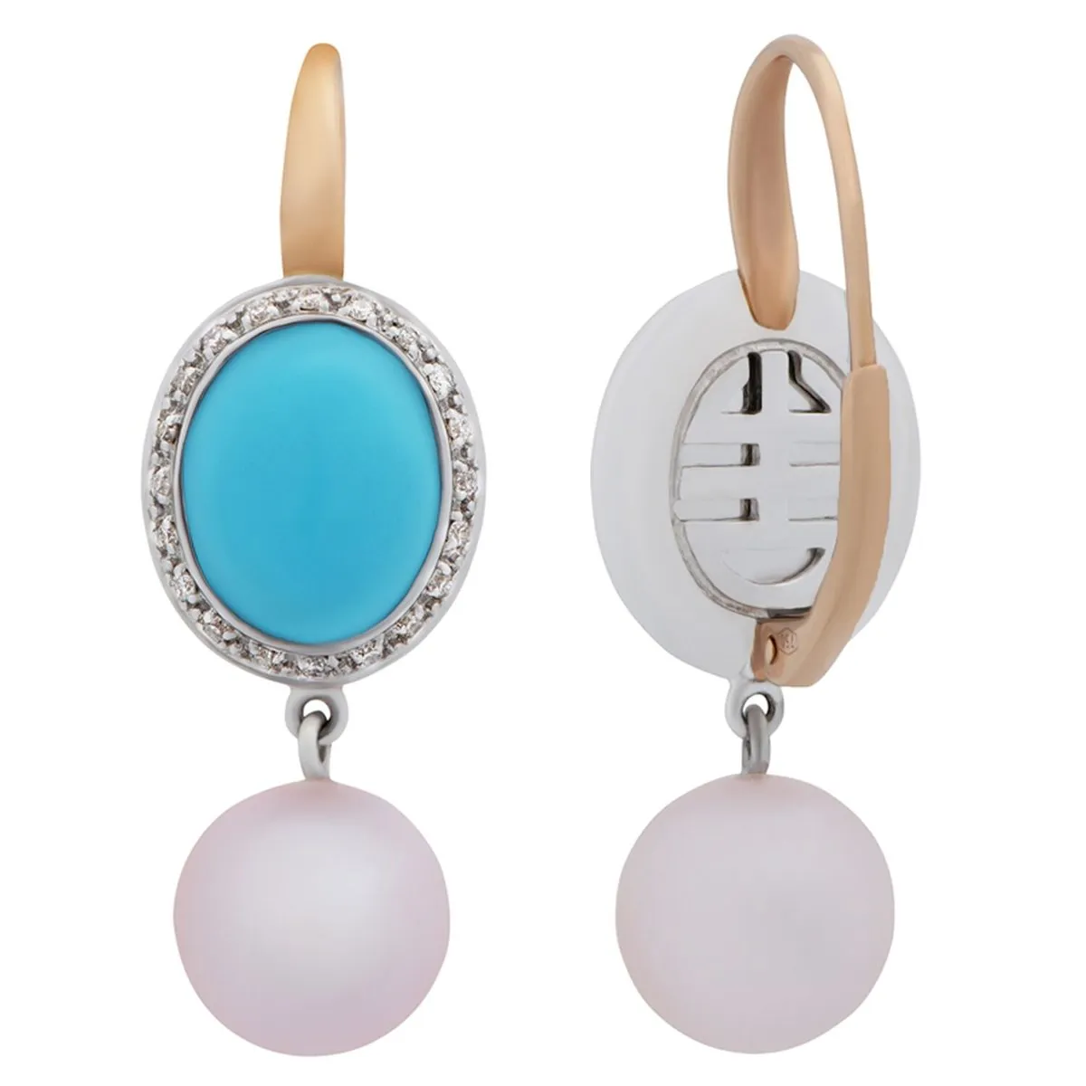 Mimi Milano Turquoise Pearl Diamond Earrings