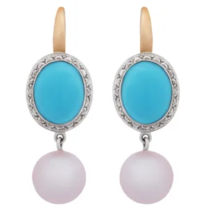 Mimi Milano Turquoise Pearl Diamond Earrings