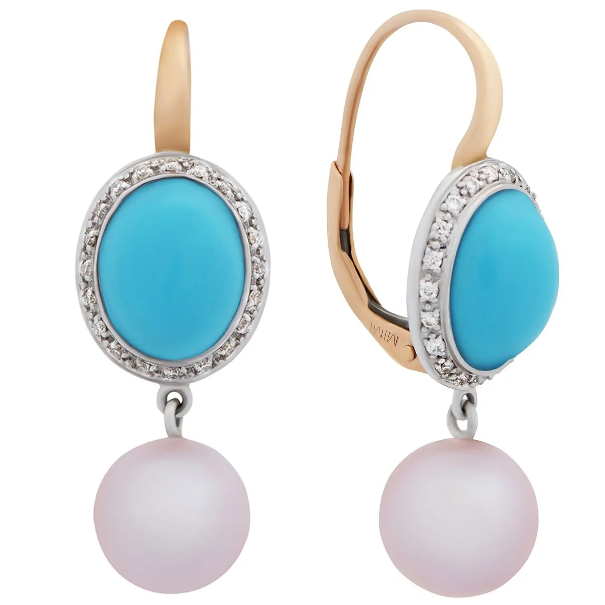 Mimi Milano Turquoise Pearl Diamond Earrings