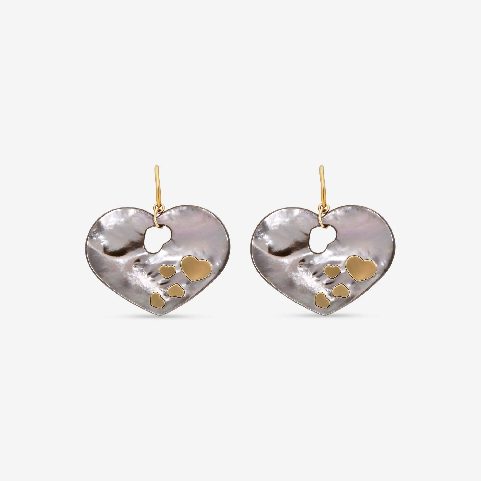 Nanis 18K Yellow Gold Black Mother of Pearl Earrings OA2-524