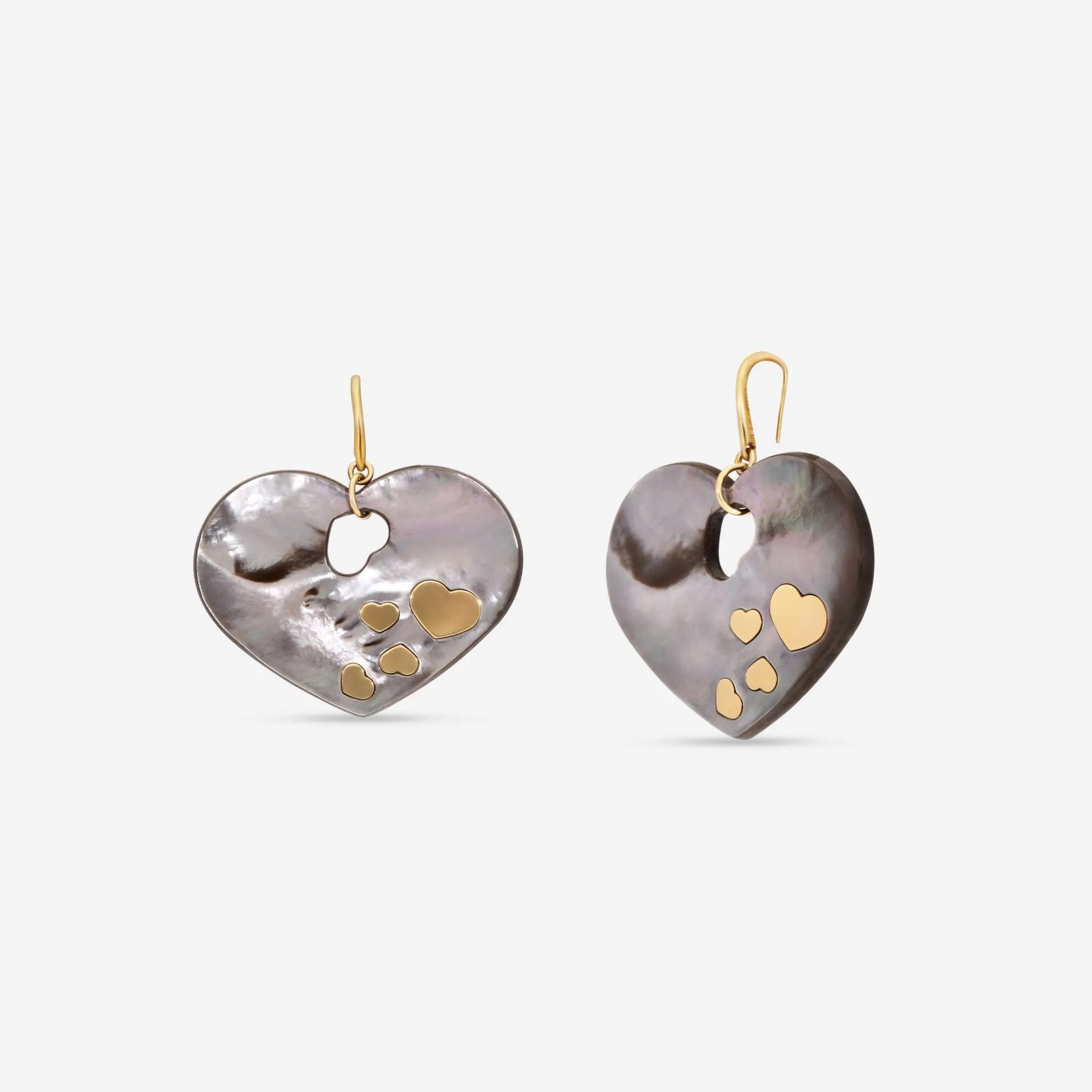 Nanis 18K Yellow Gold Black Mother of Pearl Earrings OA2-524
