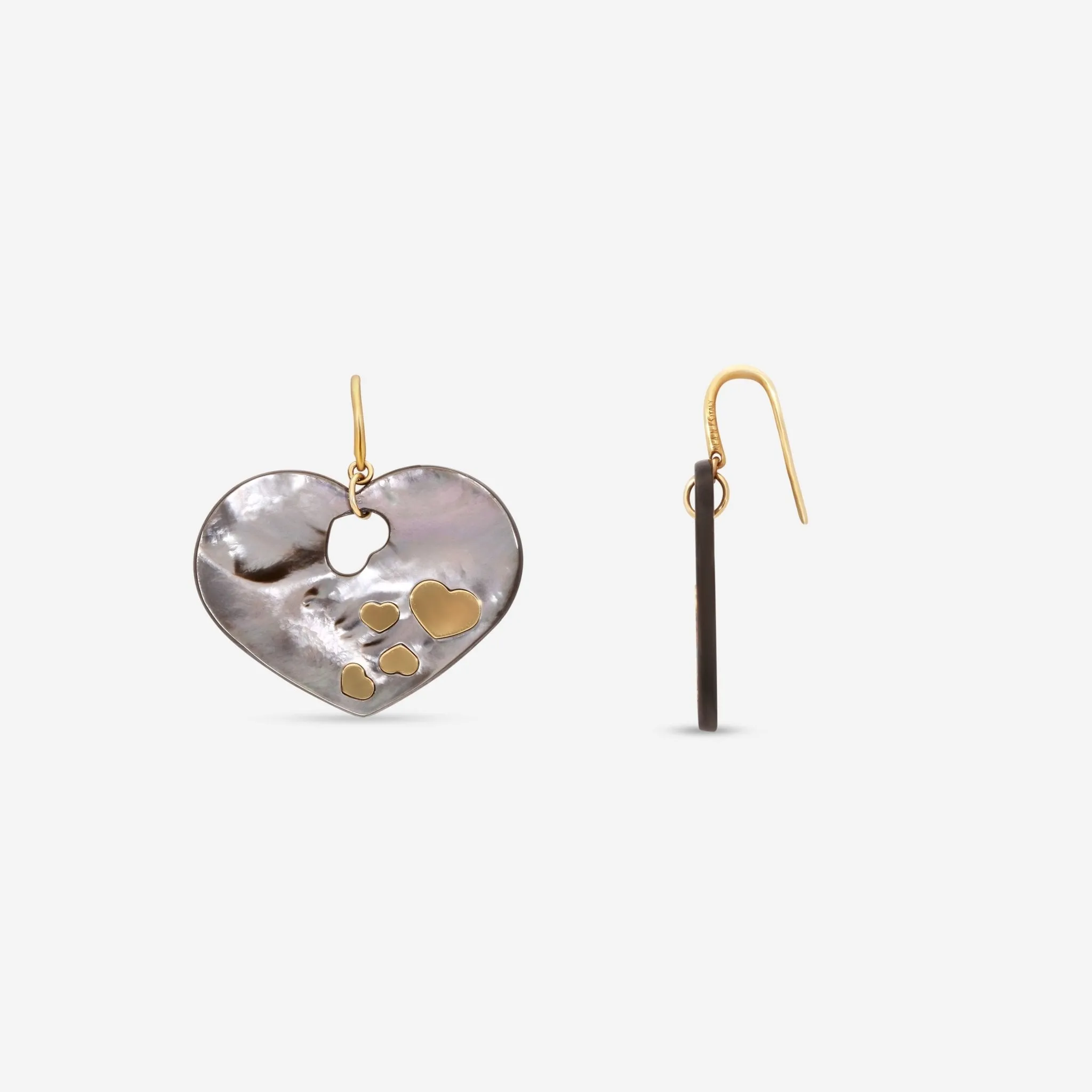 Nanis 18K Yellow Gold Black Mother of Pearl Earrings OA2-524