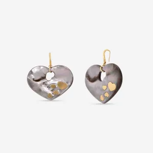 Nanis 18K Yellow Gold Black Mother of Pearl Earrings OA2-524