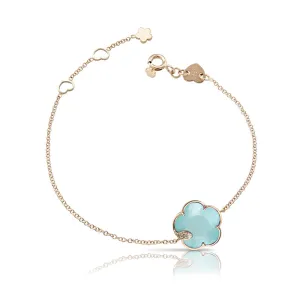 PASQUALE BRUNI PETIT JOLI 18CT ROSE GOLD TURQUOISE SEA MOON GEM & WHITE MOONSTONE DOUBLET DIAMOND BRACELET