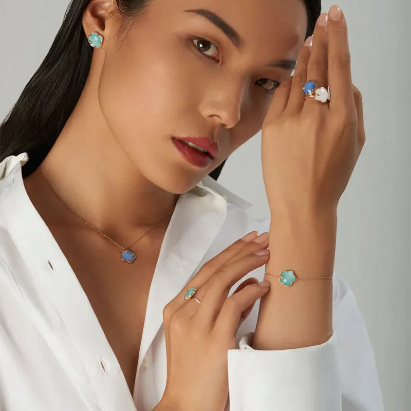 PASQUALE BRUNI PETIT JOLI 18CT ROSE GOLD TURQUOISE SEA MOON GEM & WHITE MOONSTONE DOUBLET DIAMOND BRACELET