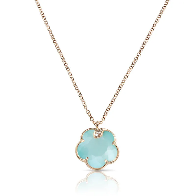 PASQUALE BRUNI PETIT JOLI 18CT ROSE GOLD TURQUOISE SEA MOON GEM & WHITE MOONSTONE DOUBLET DIAMOND NECKLACE