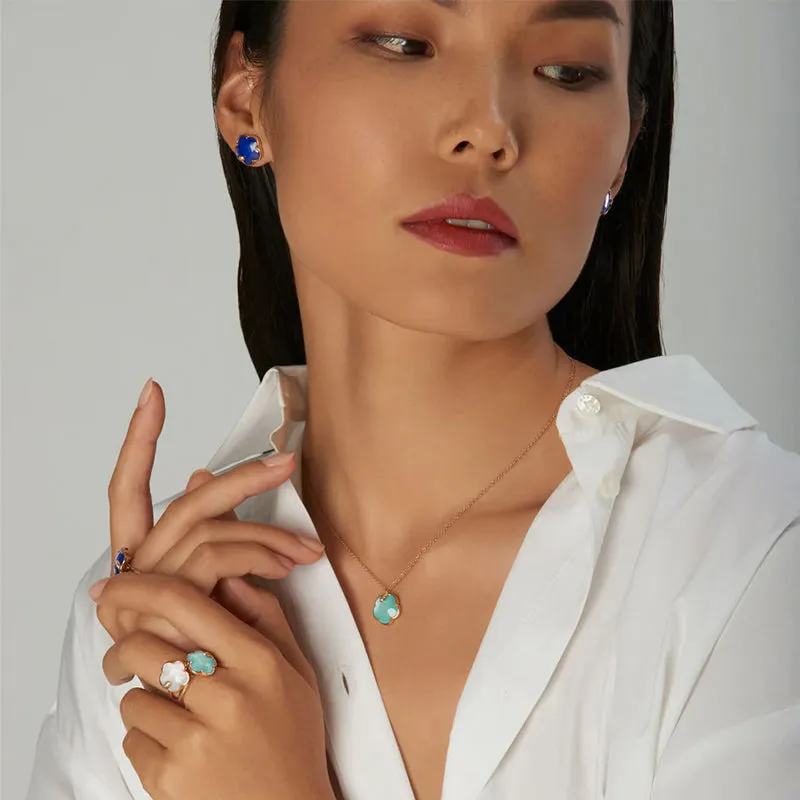 PASQUALE BRUNI PETIT JOLI 18CT ROSE GOLD TURQUOISE SEA MOON GEM & WHITE MOONSTONE DOUBLET DIAMOND NECKLACE