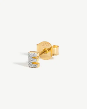 Pave Initial Single Stud Earring - Initial E | 18k Gold Vermeil/Cubic Zirconia