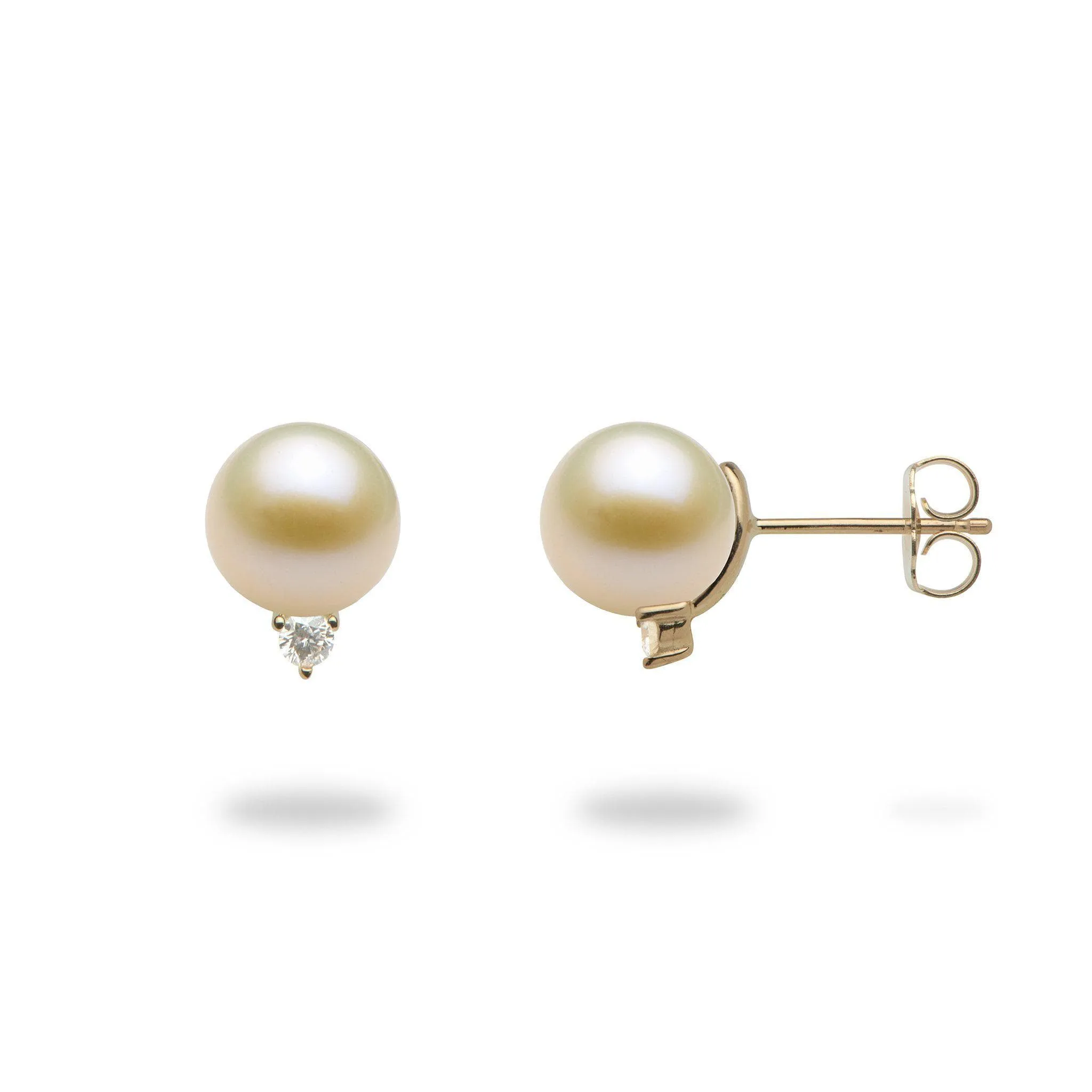 Pick A Pearl Earrings in Gold with Diamonds