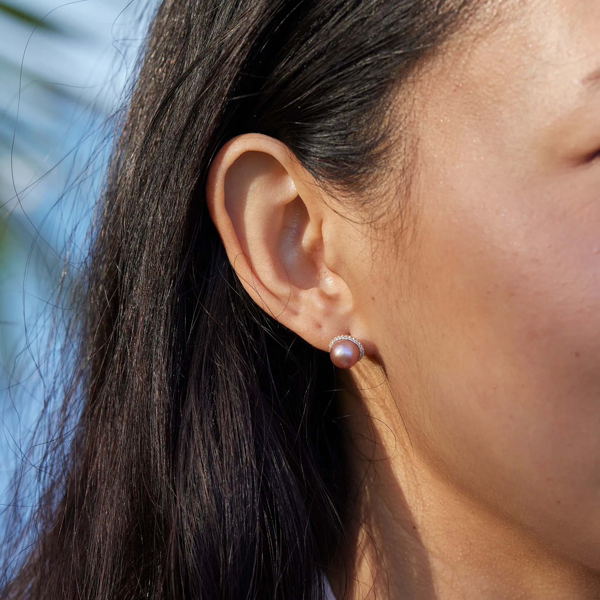 Pick A Pearl Halo Earrings in Gold with Diamonds
