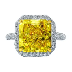Platinum 8.05ct Fancy Yellow Radiant Diamond Ring