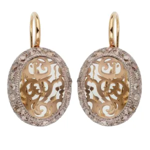 Pomellato 14 Carat Prasiolite Diamond Rose Gold Drop Earrings