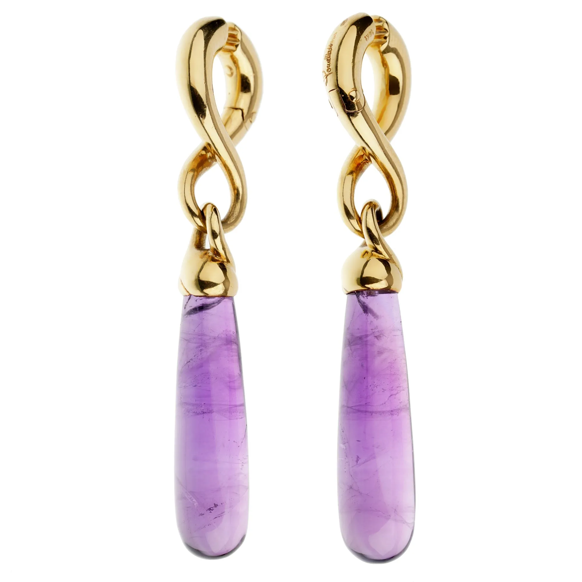 Pomellato Amethyst Yellow Gold Drop Earrings
