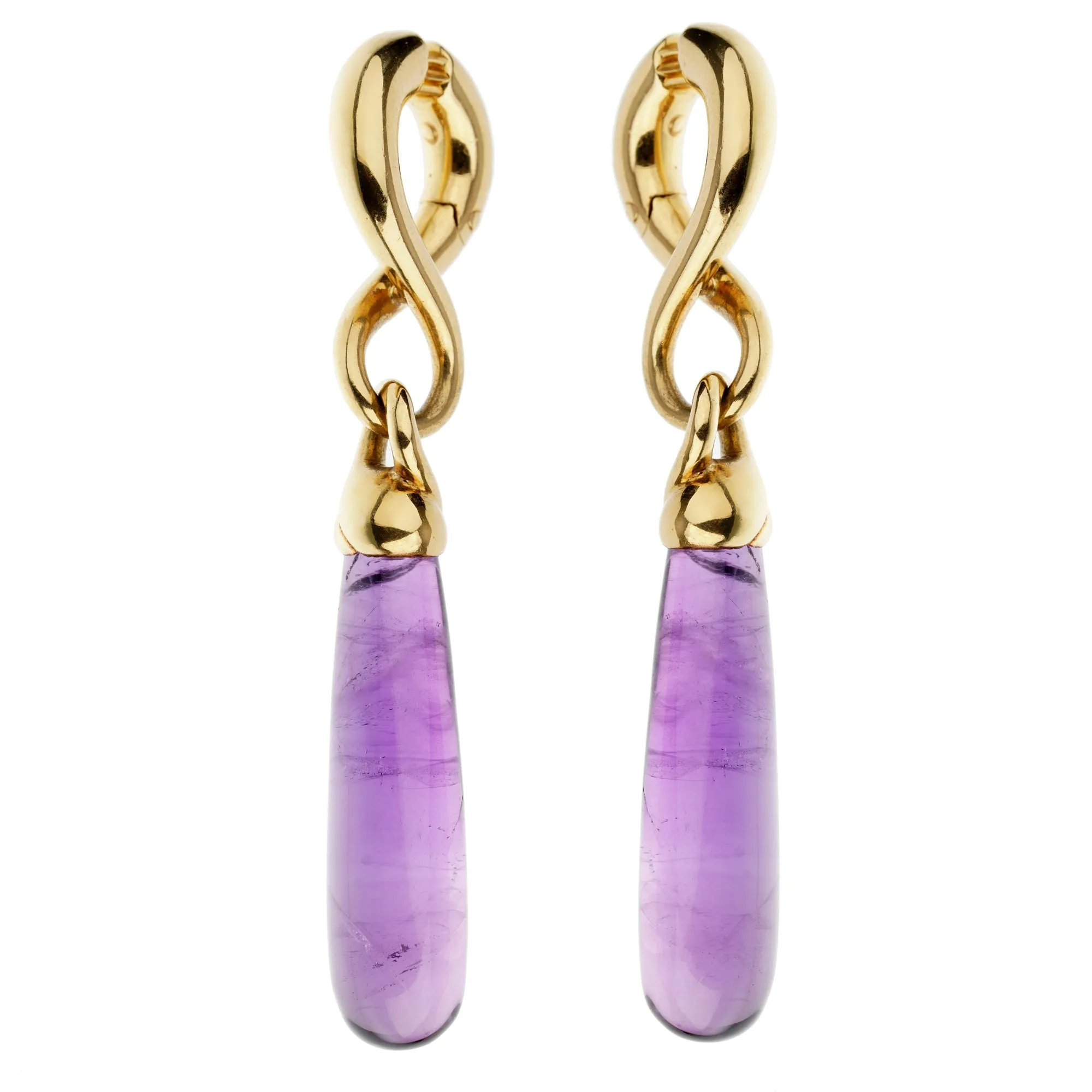 Pomellato Amethyst Yellow Gold Drop Earrings