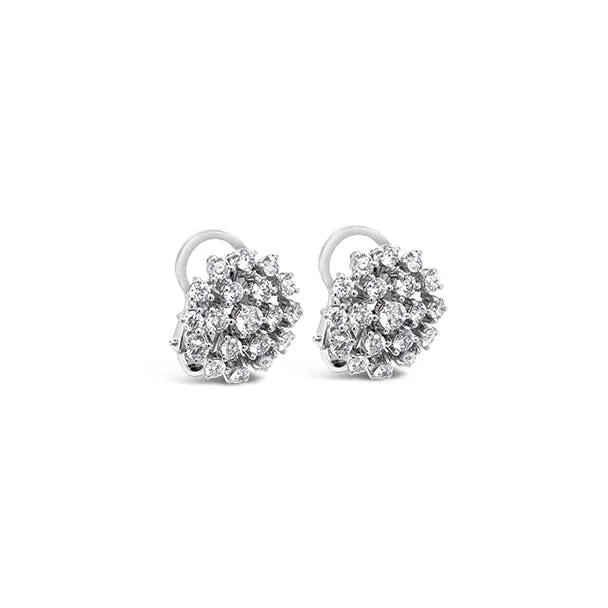 "CENTO" 18CT WHITE DIAMOND GOLD CLUSTER STUD EARRINGS