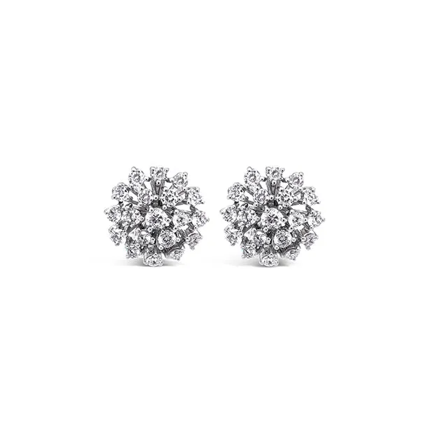 "CENTO" 18CT WHITE DIAMOND GOLD CLUSTER STUD EARRINGS