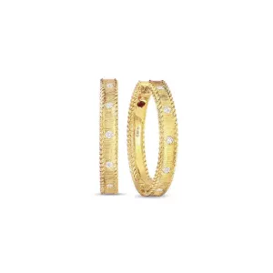 ROBERTO COIN 'PRINCESS' 18CT YELLOW GOLD AND DIAMOND HOOP EARRINGS