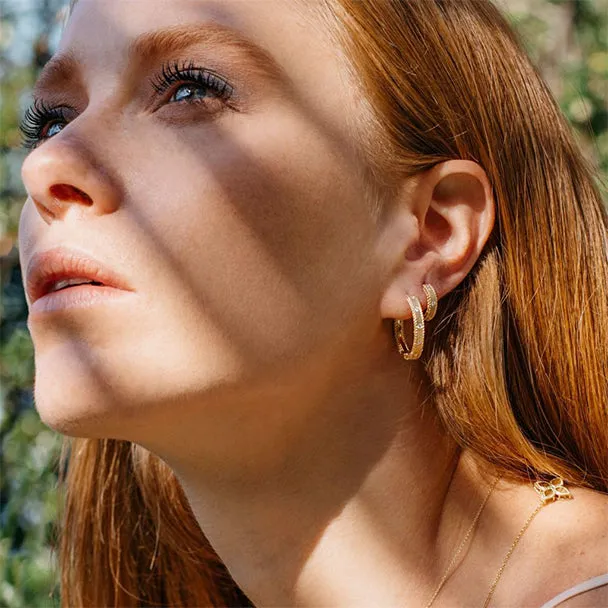 ROBERTO COIN 'PRINCESS' 18CT YELLOW GOLD AND DIAMOND HOOP EARRINGS