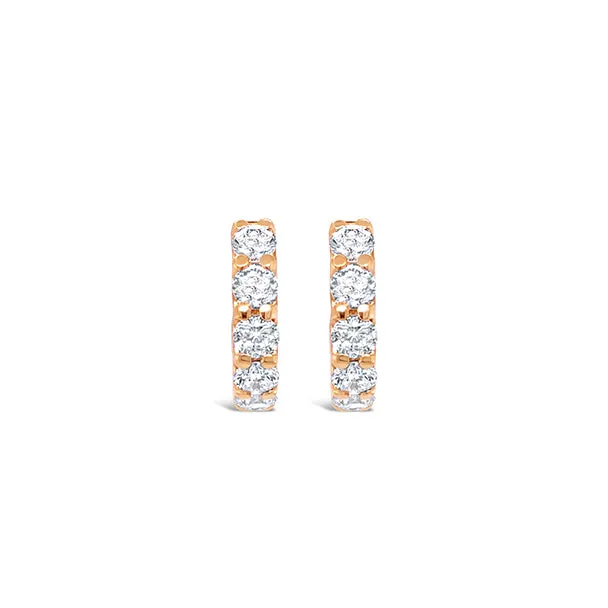 ROBERTO COIN "CENTO" 18CT ROSE GOLD  DIAMOND CUFF-HOOP EARRINGS.