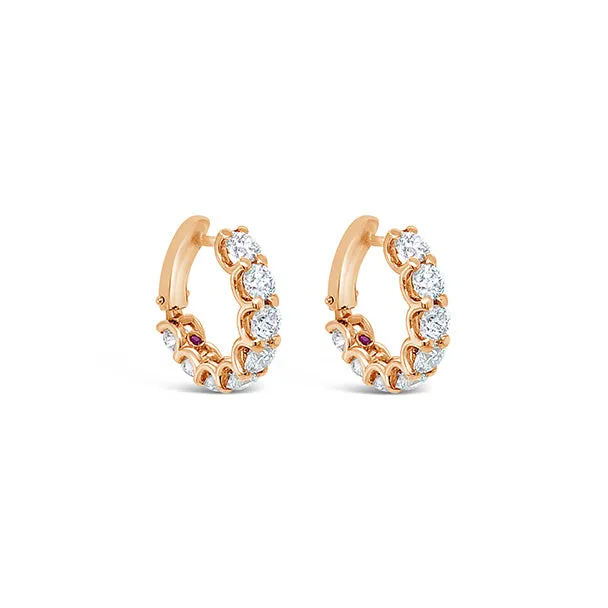 ROBERTO COIN "CENTO" 18CT ROSE GOLD  DIAMOND CUFF-HOOP EARRINGS.