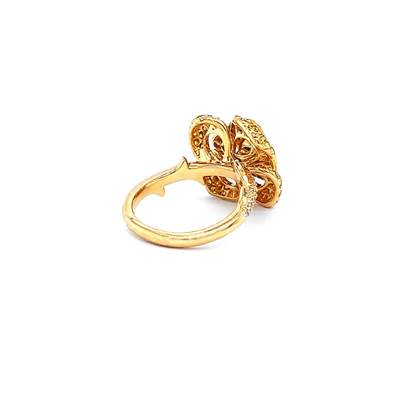 'ROSE' RING IN 18CT YELLOW GOLD WITH YELLOW AND WHITE DIAMONDS