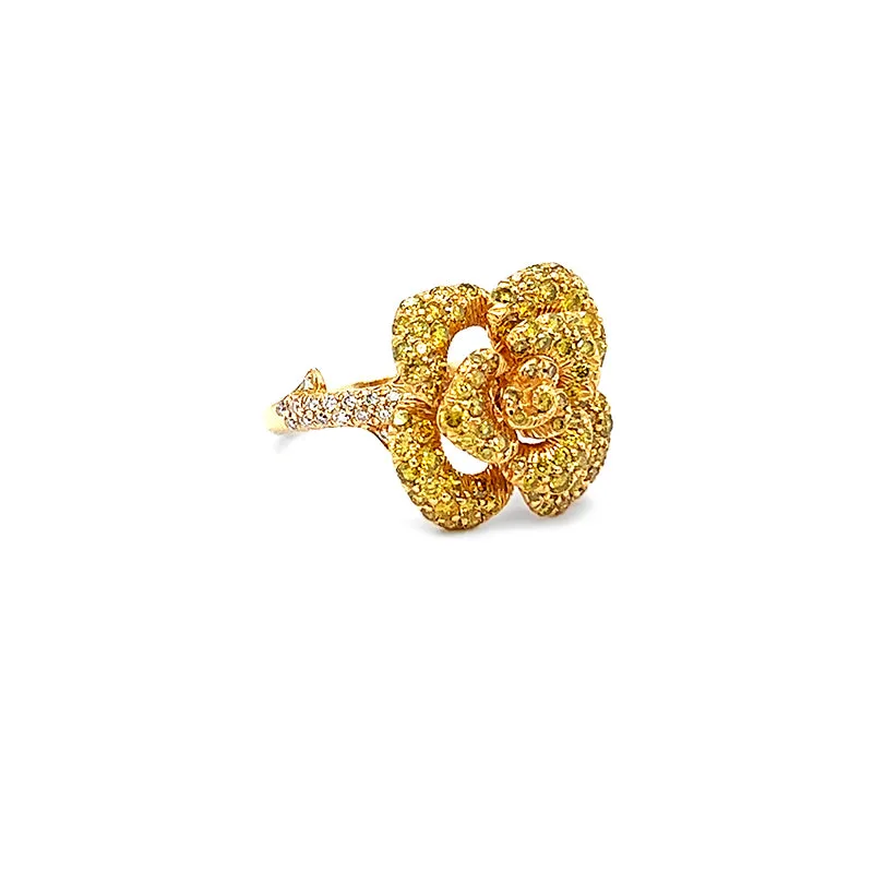 'ROSE' RING IN 18CT YELLOW GOLD WITH YELLOW AND WHITE DIAMONDS