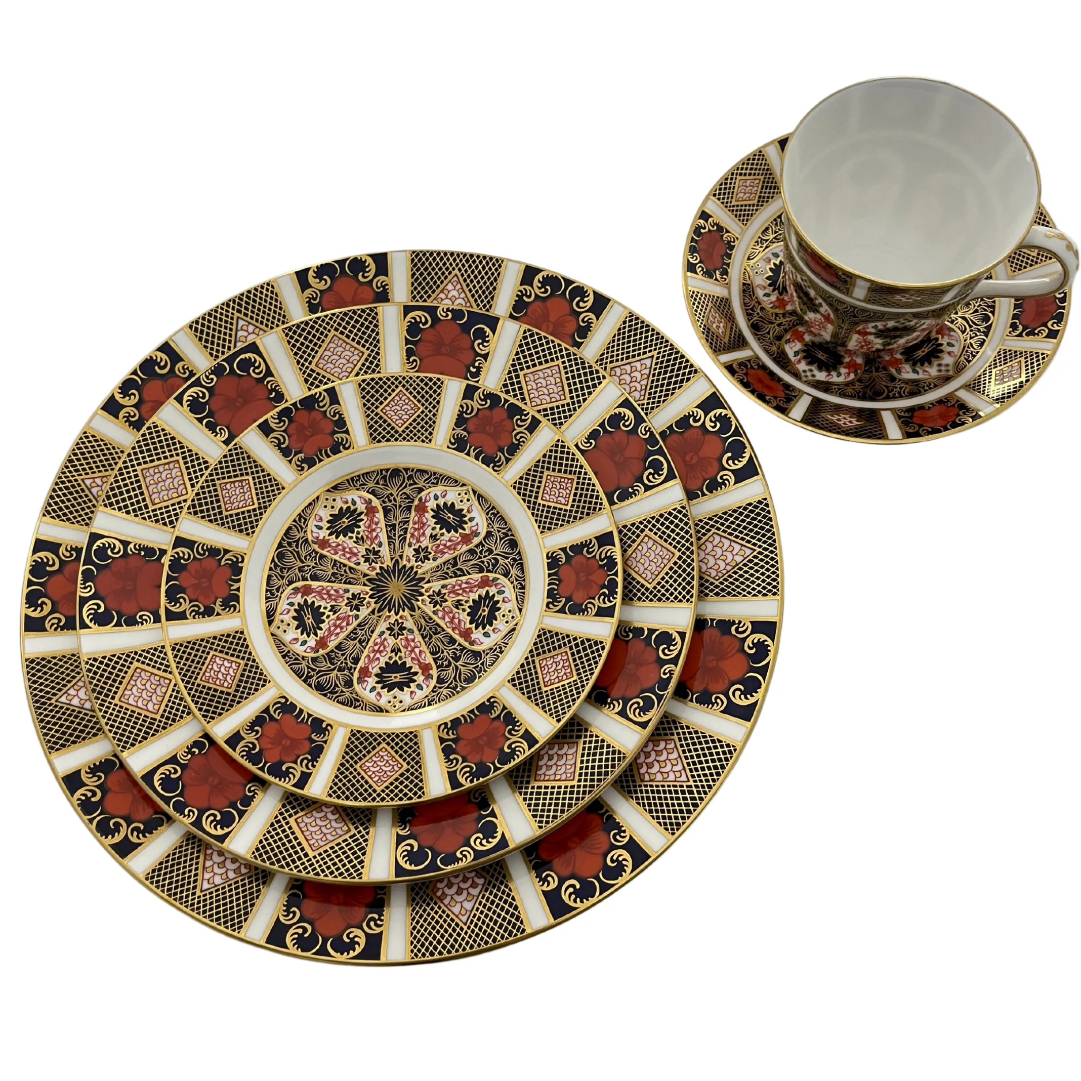 Royal Crown Derby 5 Piece Old Imari Dinnerware Set