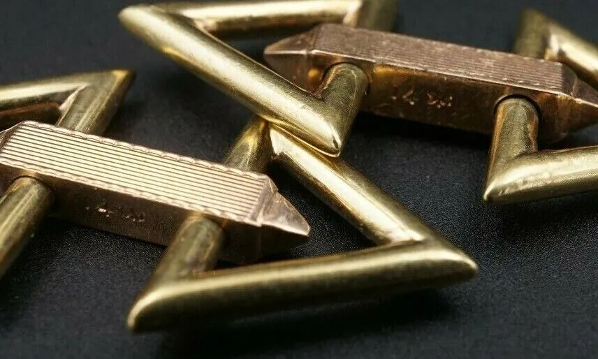 Solid 14k Yellow Rose Gold Sloan & Co Geometric Triangle Cufflinks M1503