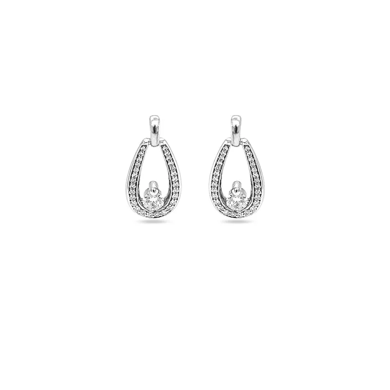 STOCKERT 18CT WHITE GOLD DIAMOND DROP EARRINGS