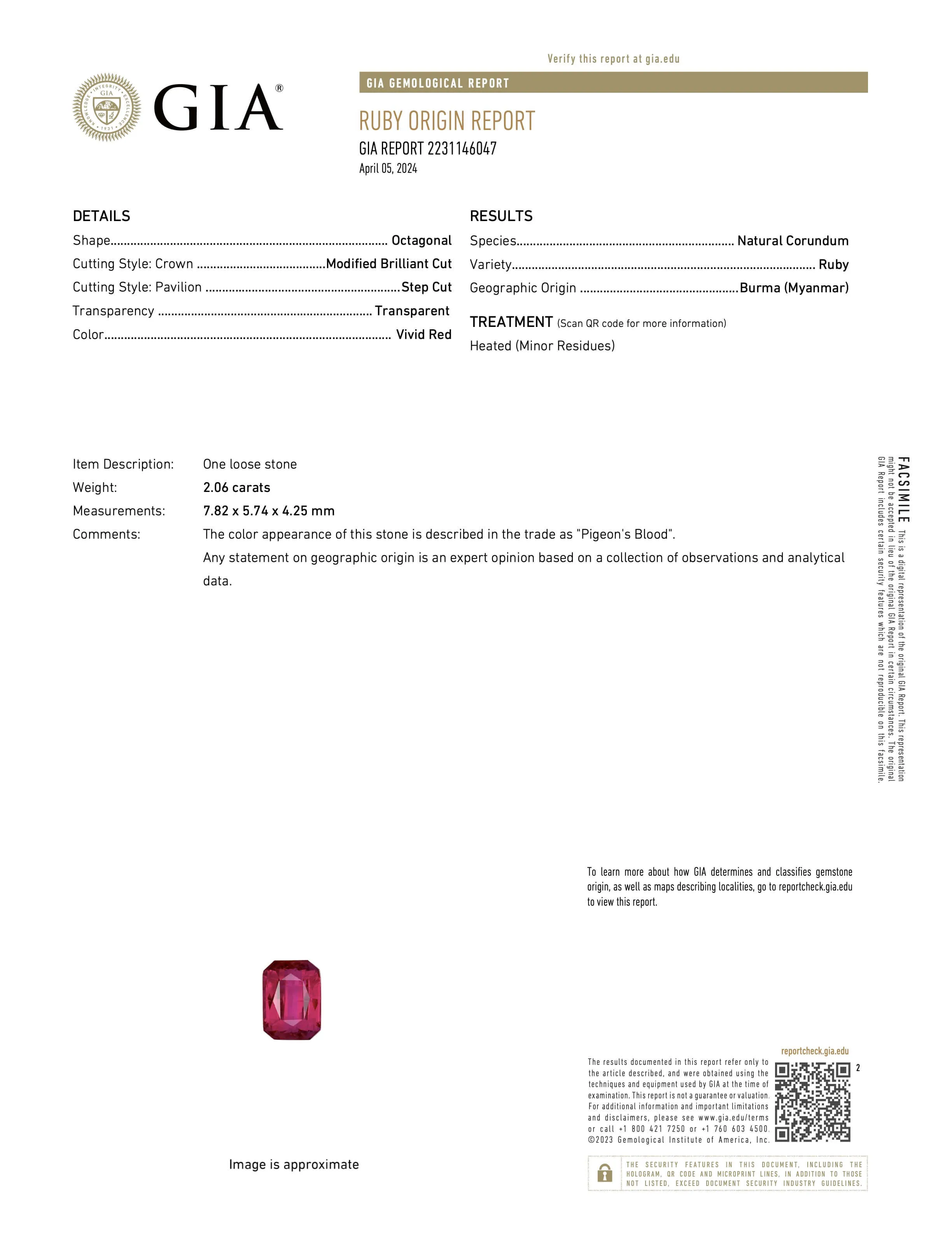 Tiffany & Co. Three Stone Burma Ruby, 2.06 carat, and Diamond Ring in Platinum