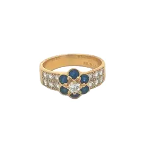 Van Cleef & Arpels France 1970s 18KT Yellow Gold Sapphire & Diamond Ring