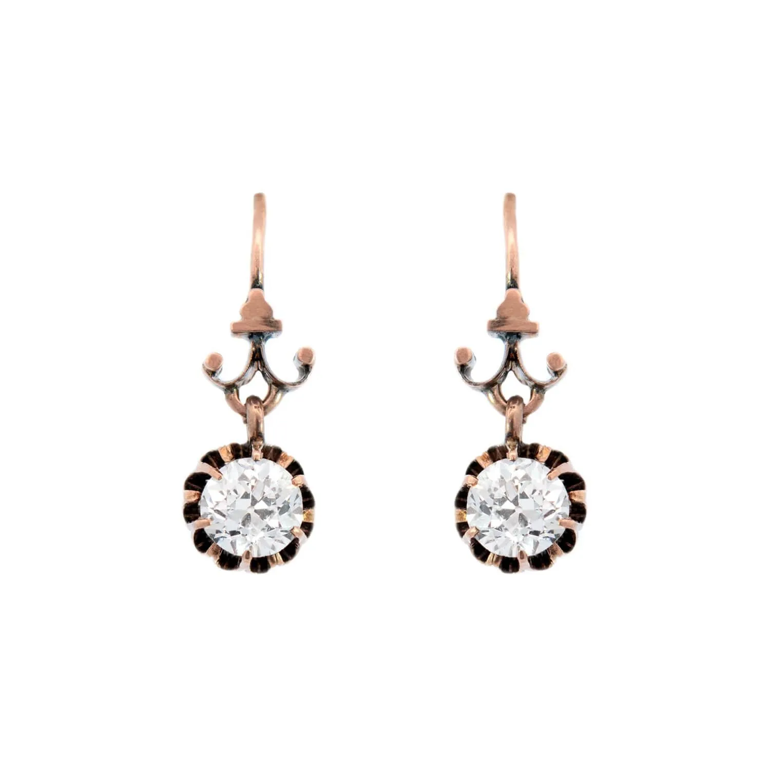 Victorian 14k Diamond Drop Earrings