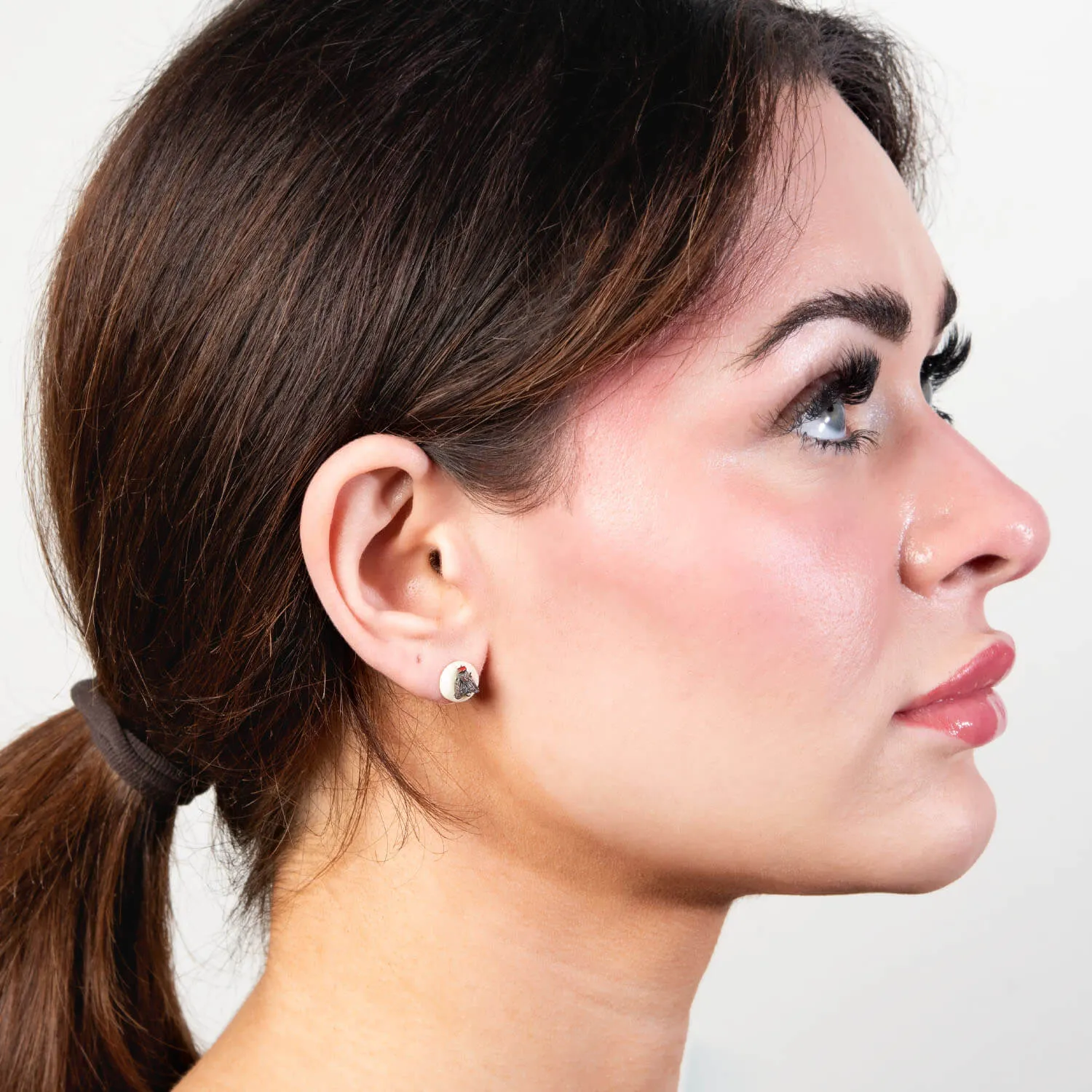 Victorian 9k, Sterling Silver, and Ivory Fly Stud Earrings