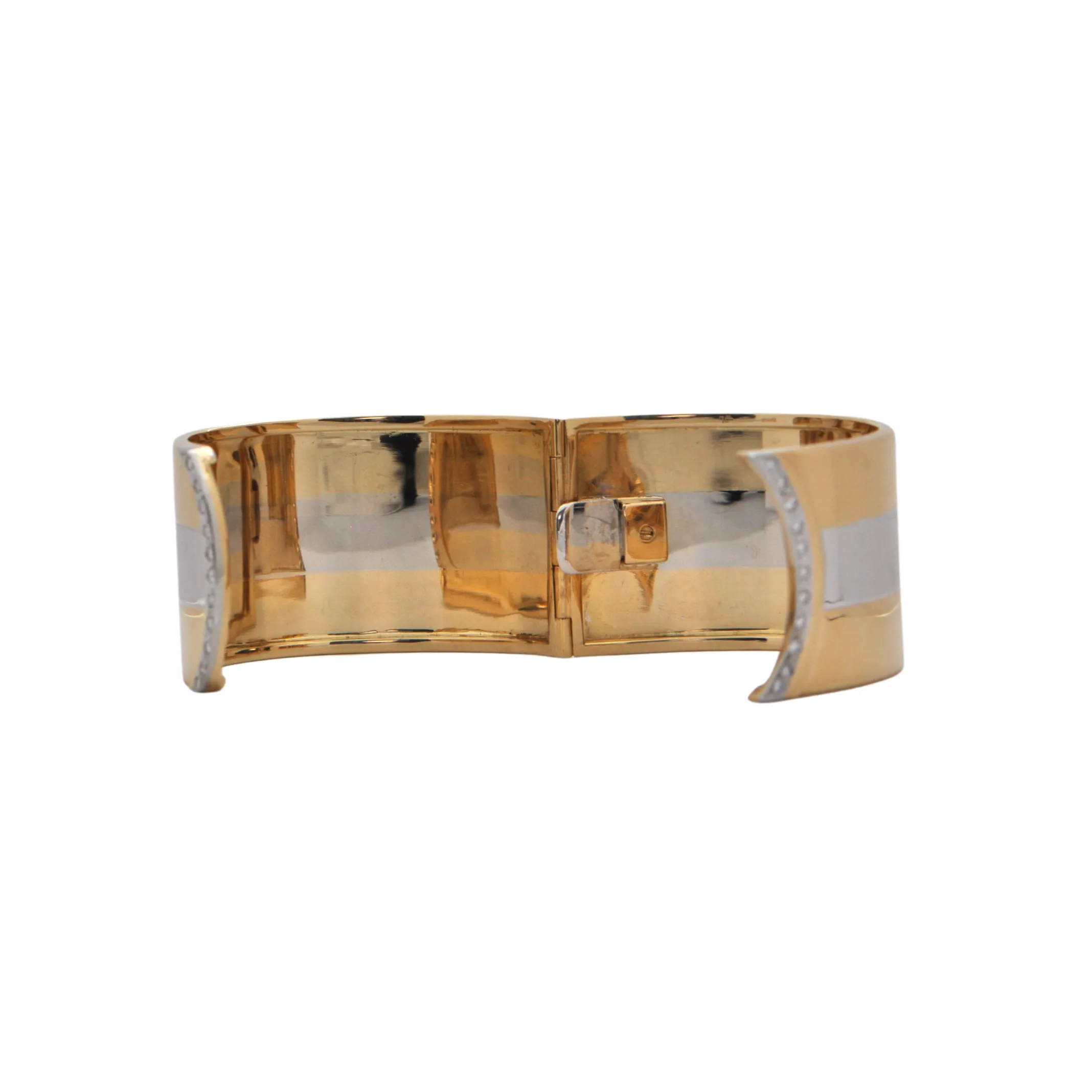 Vintage Diamond 2-Toned Hinged Cuff Bracelet